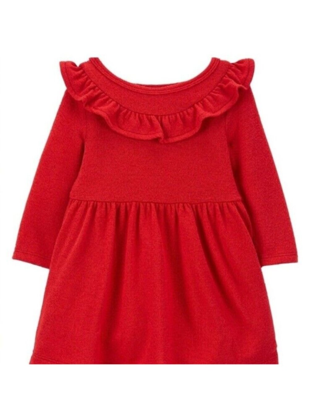 Girls Kids Knit Viscose Red Ruffle Holiday Party Casual Christmas Dress 6 6x